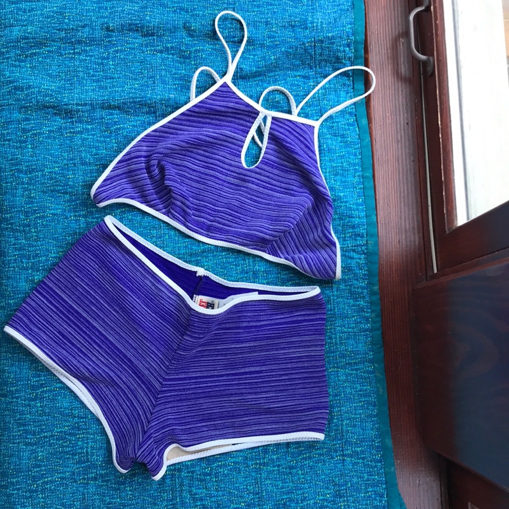 Blue retro two piece swimsuit